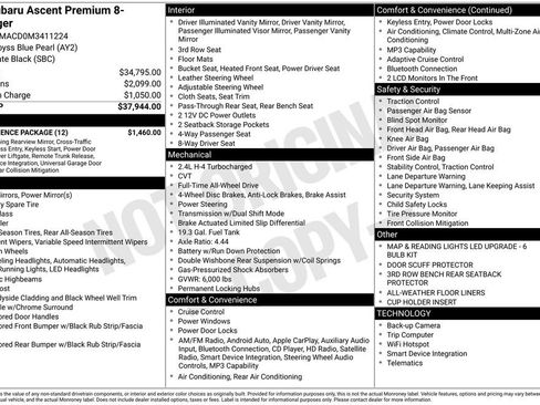 Used 2021 Subaru Ascent Premium w/ Convenience Package AWD/4WD image 2
