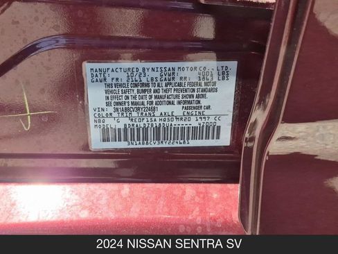 Used 2024 Nissan Sentra SV FWD image 24