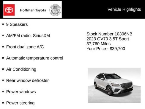 Used 2023 Genesis GV70 3.5T Sport w/ Cargo Package AWD/4WD image 10