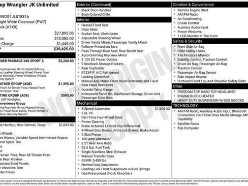 Certified 2018 Jeep Wrangler Unlimited Sport S AWD/4WD image 4