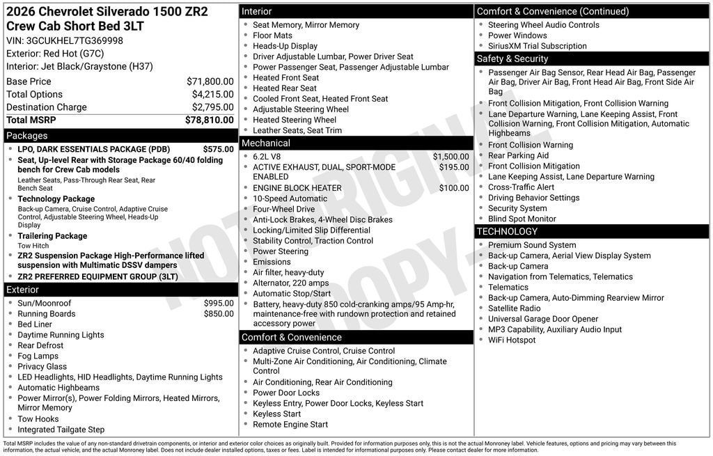 New 2026 Chevrolet Silverado 1500 ZR2 w/ LPO, Dark Essentials Package AWD/4WD image 5