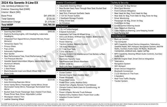 Certified 2024 Kia Sorento X-Line EX AWD/4WD image 30