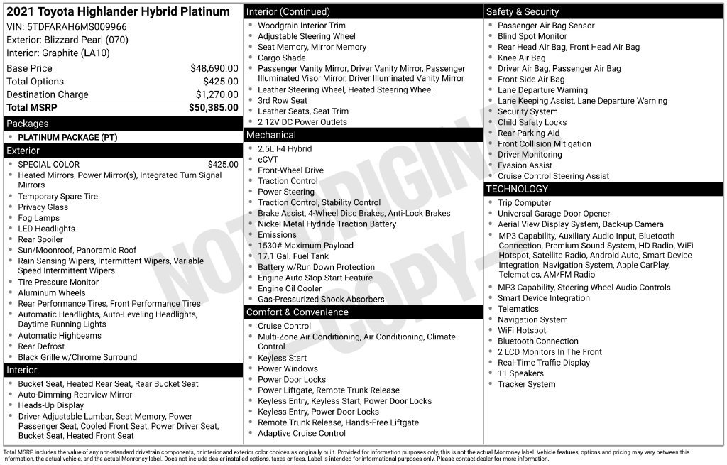 Used 2021 Toyota Highlander Platinum FWD image 8