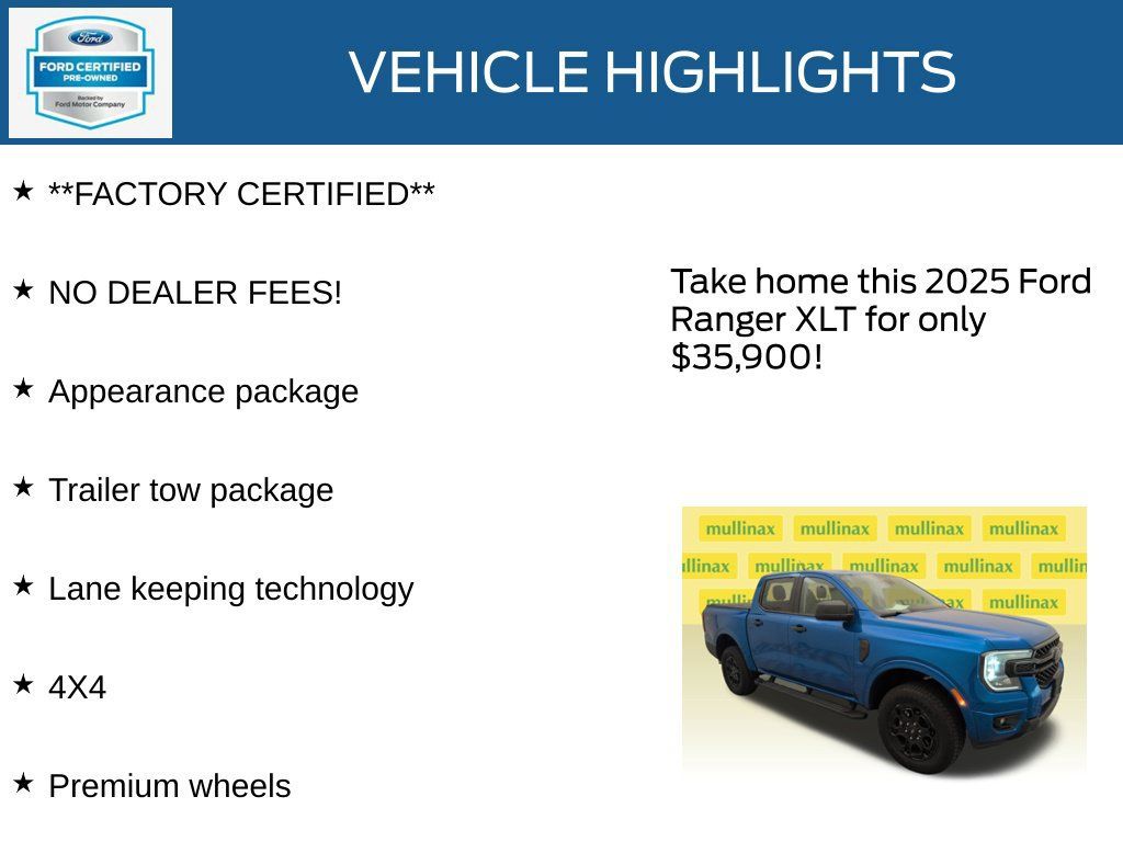 Used 2025 Ford Ranger XLT w/ Black Appearance Package AWD/4WD image 12