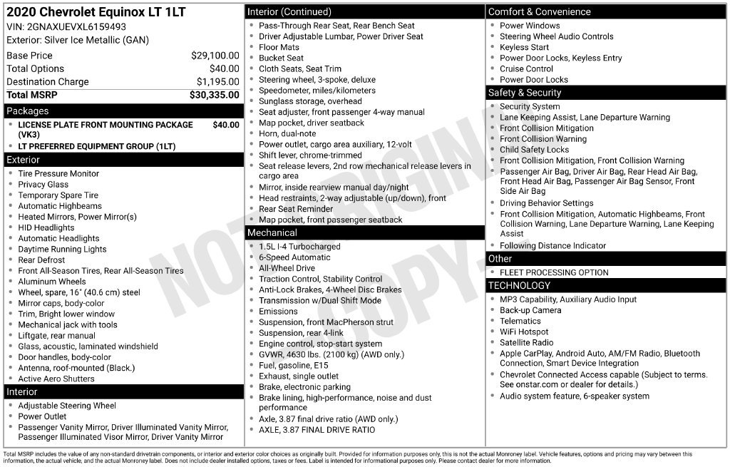 Used 2020 Chevrolet Equinox LT AWD/4WD image 10