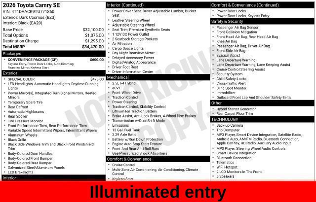 Used 2026 Toyota Camry SE w/ Convenience Package FWD image 65