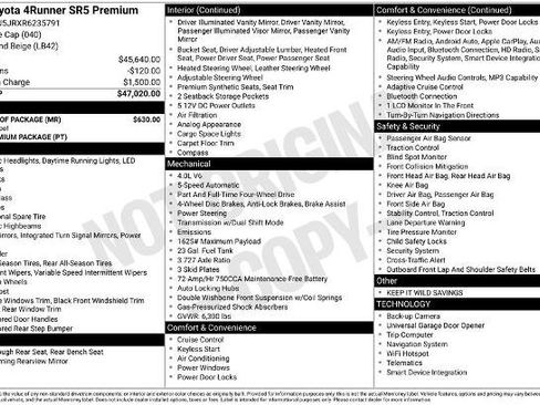 Used 2024 Toyota 4Runner SR5 Premium w/ Moonroof Package AWD/4WD image 2