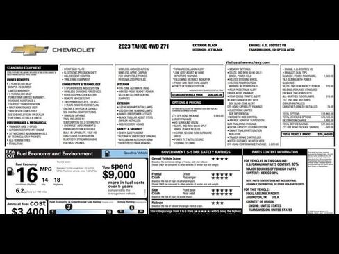Used 2023 Chevrolet Tahoe Z71 w/ Z71 Off-Road Package AWD/4WD image 3