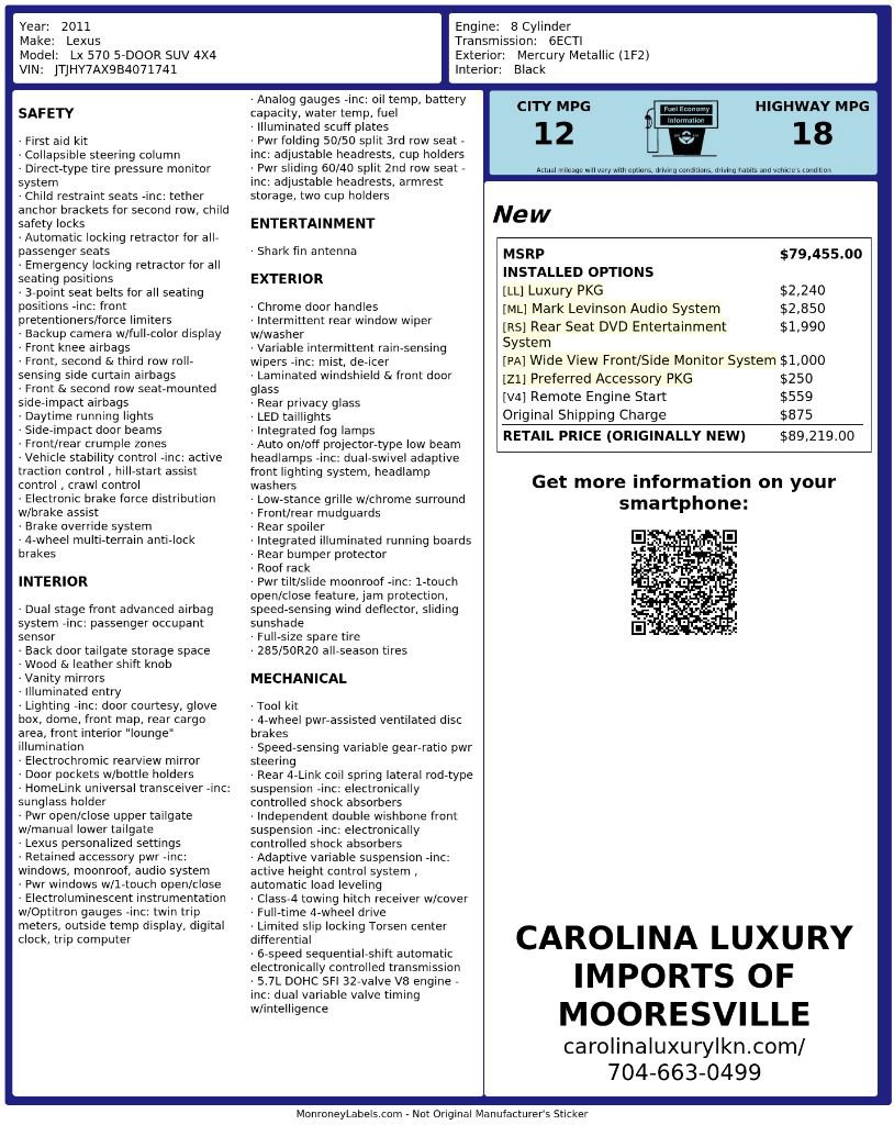 Used 2011 Lexus LX 570 4WD w/ Luxury Pkg image 59