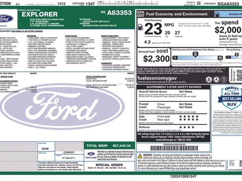 Used 2025 Ford Explorer Platinum w/ LUX Leather Package AWD/4WD image 32