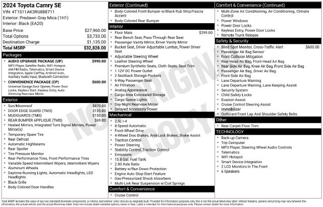 Certified 2024 Toyota Camry SE w/ Audio Upgrade Package FWD image 24