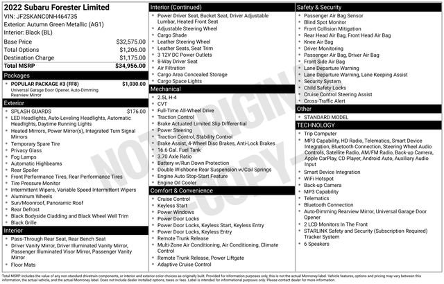 Used 2022 Subaru Forester Limited w/ Popular Package #3 AWD/4WD image 15