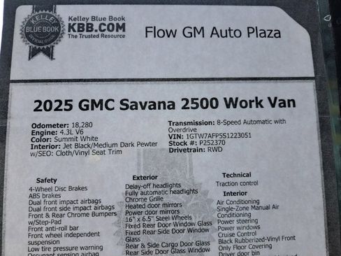 Used 2025 GMC Savana 2500 w/ Driver Convenience Package RWD image 35