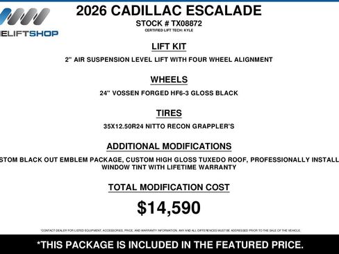 Used 2026 Cadillac Escalade Platinum Sport w/ LPO, ONYX Package image 2