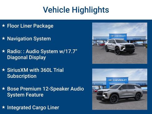 New 2026 Chevrolet Traverse RS w/ LPO, Floor Liner Package image 3