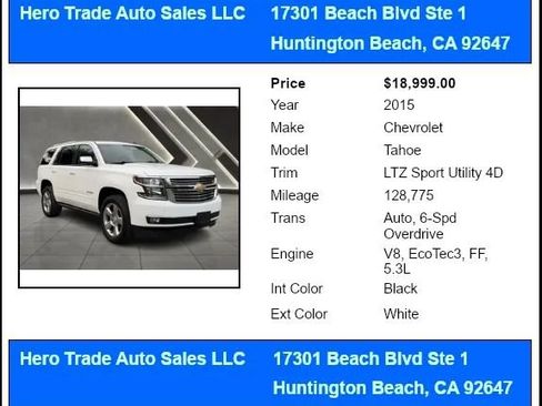 Used 2015 Chevrolet Tahoe LTZ AWD/4WD image 11