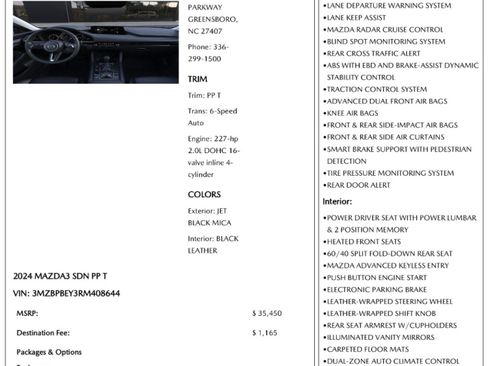 Used 2024 MAZDA MAZDA3 2.5 Turbo Sedan w/Premium Plus image 54