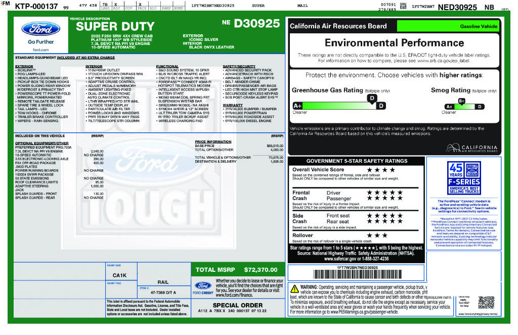 Used 2022 Ford F250 Platinum w/ FX4 Off-Road Package AWD/4WD image 85