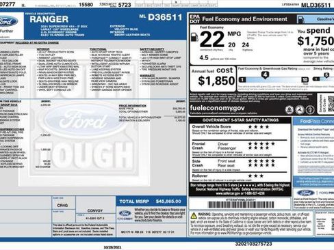 Used 2021 Ford Ranger Lariat w/ Equipment Group 501A High image 12