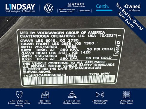 Used 2022 Volkswagen Atlas SE w/ Panoramic Sunroof Package image 27