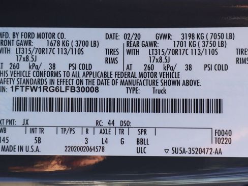 Used 2020 Ford F150 Raptor w/ Equipment Group 802A Luxury image 64