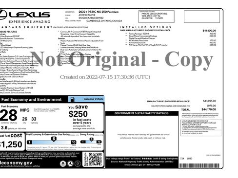 Used 2022 Lexus NX 250 FWD w/ Premium Package image 2