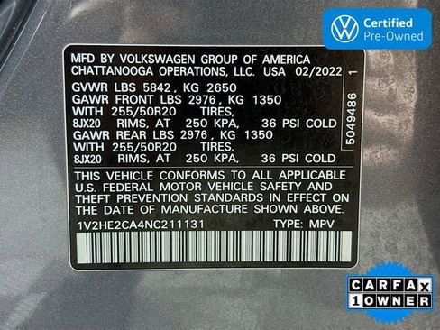 Certified 2022 Volkswagen Atlas Cross Sport SE AWD/4WD image 30