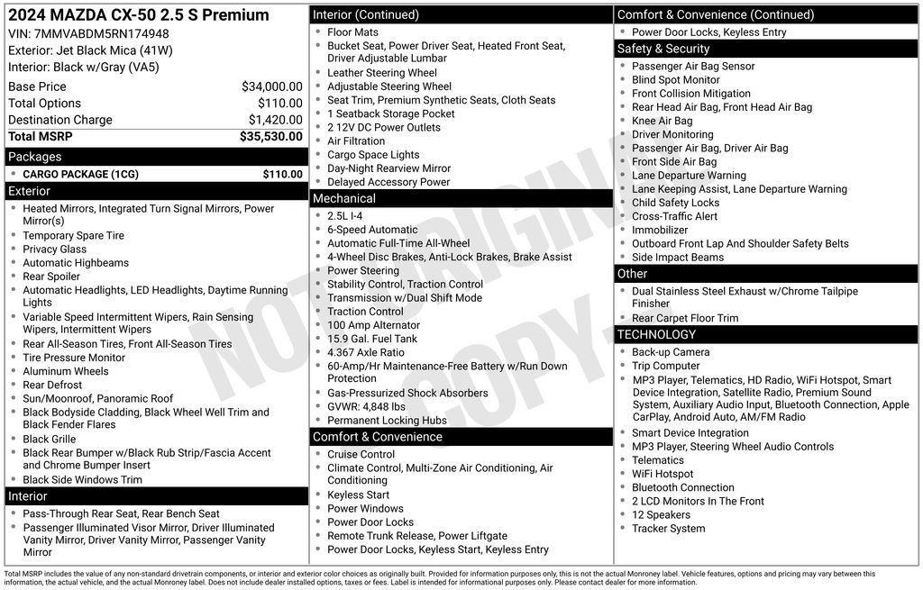 Certified 2024 MAZDA CX-50 AWD 2.5 S w/ Cargo Package image 10