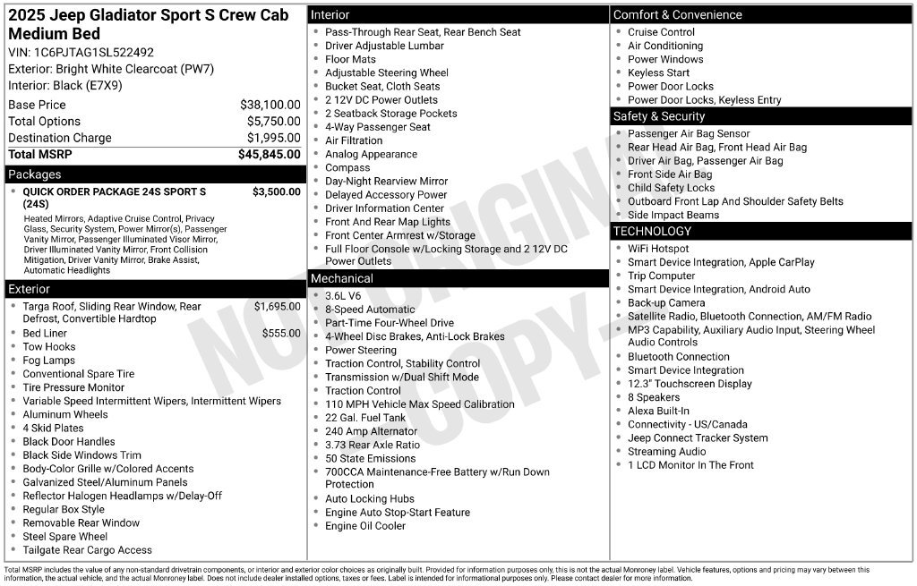 Used 2025 Jeep Gladiator Sport AWD/4WD image 37