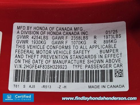 Certified 2025 Honda Civic Sport Touring image 14