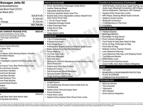 Used 2024 Volkswagen Jetta SE w/ Panoramic Sunroof Package FWD image 10