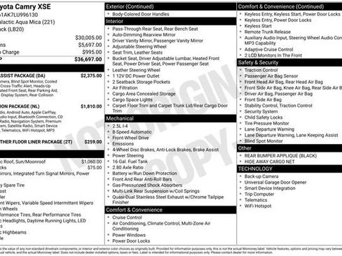 Used 2020 Toyota Camry XSE w/ Driver Assist Package FWD image 23