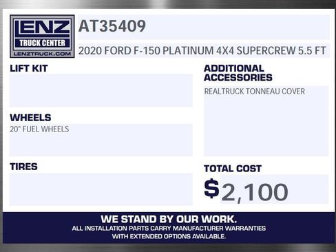 Used 2020 Ford F150 Platinum w/ Equipment Group 701A Luxury AWD/4WD image 2