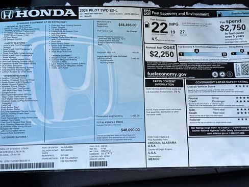 New 2026 Honda Pilot EX-L image 35