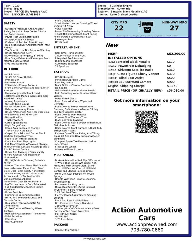 Used 2020 Jaguar F-PACE Prestige AWD/4WD image 2