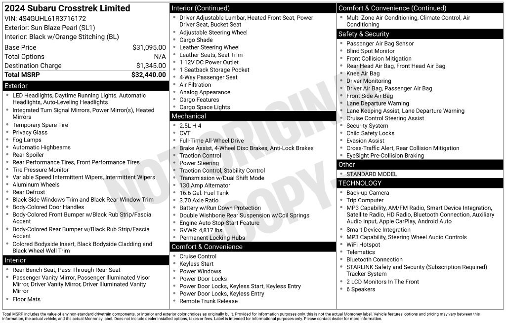 Certified 2024 Subaru Crosstrek 2.5i Limited AWD/4WD image 33