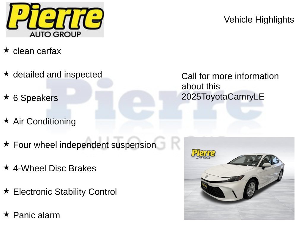 Used 2025 Toyota Camry LE FWD image 7