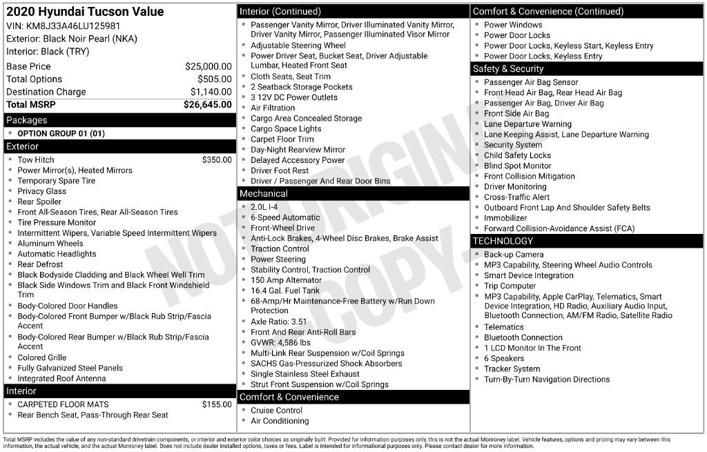 Used 2020 Hyundai Tucson Value FWD image 3