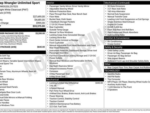 Used 2016 Jeep Wrangler Unlimited Sport w/ Quick Order Package 23S AWD/4WD image 2