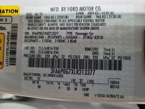 Used 2020 Ford Fusion S FWD image 33