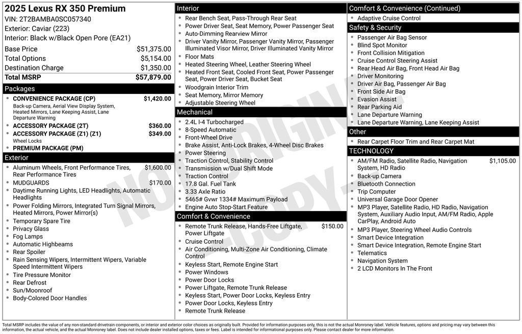 Used 2025 Lexus RX 350 Premium w/ Convenience Package FWD image 2