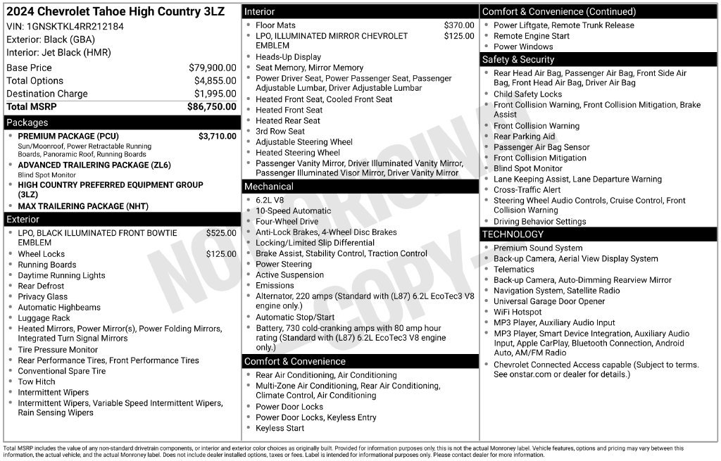 Used 2024 Chevrolet Tahoe High Country w/ Premium Package AWD/4WD image 6