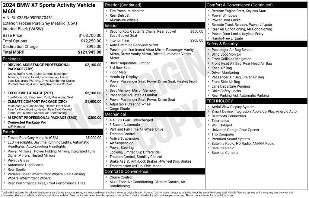 Used 2024 BMW X7 M60i w/ Executive Package AWD/4WD image 6