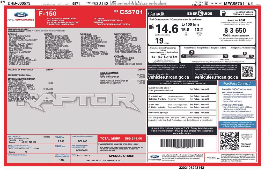 Certified 2021 Ford F150 Raptor w/ Convenience Package AWD/4WD image 25