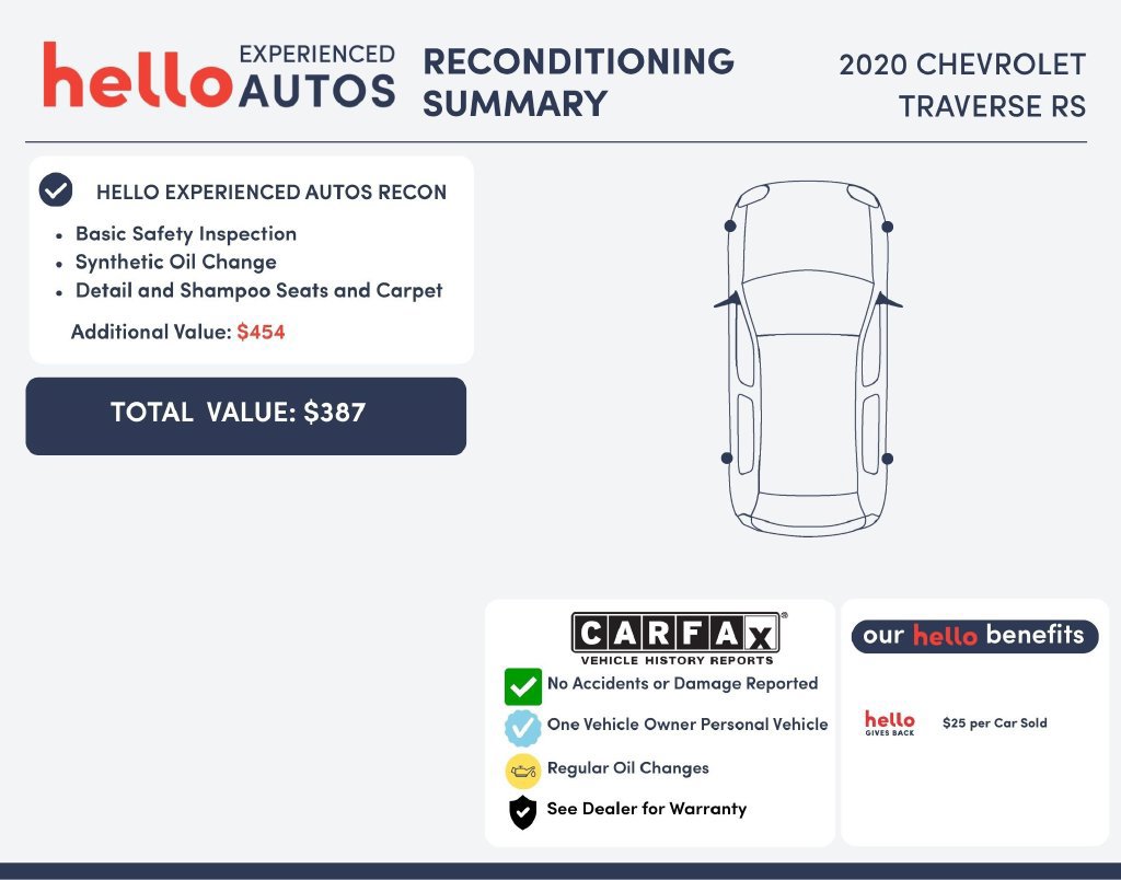 Used 2020 Chevrolet Traverse RS w/ LPO, Floor Liner Package FWD image 2