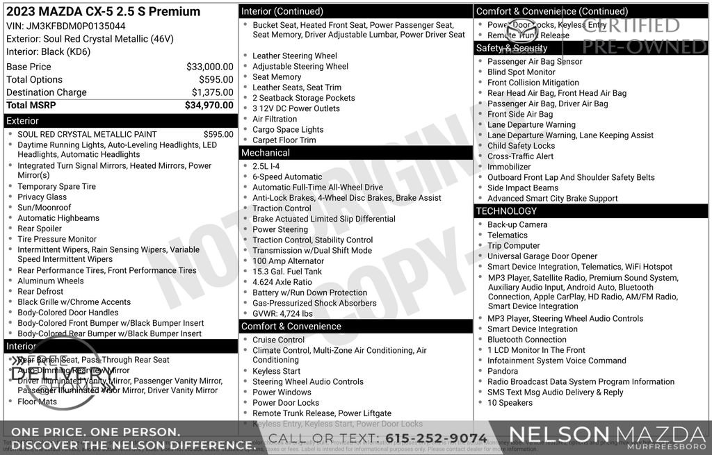 Certified 2023 MAZDA CX-5 AWD 2.5 S w/ Premium Package image 2
