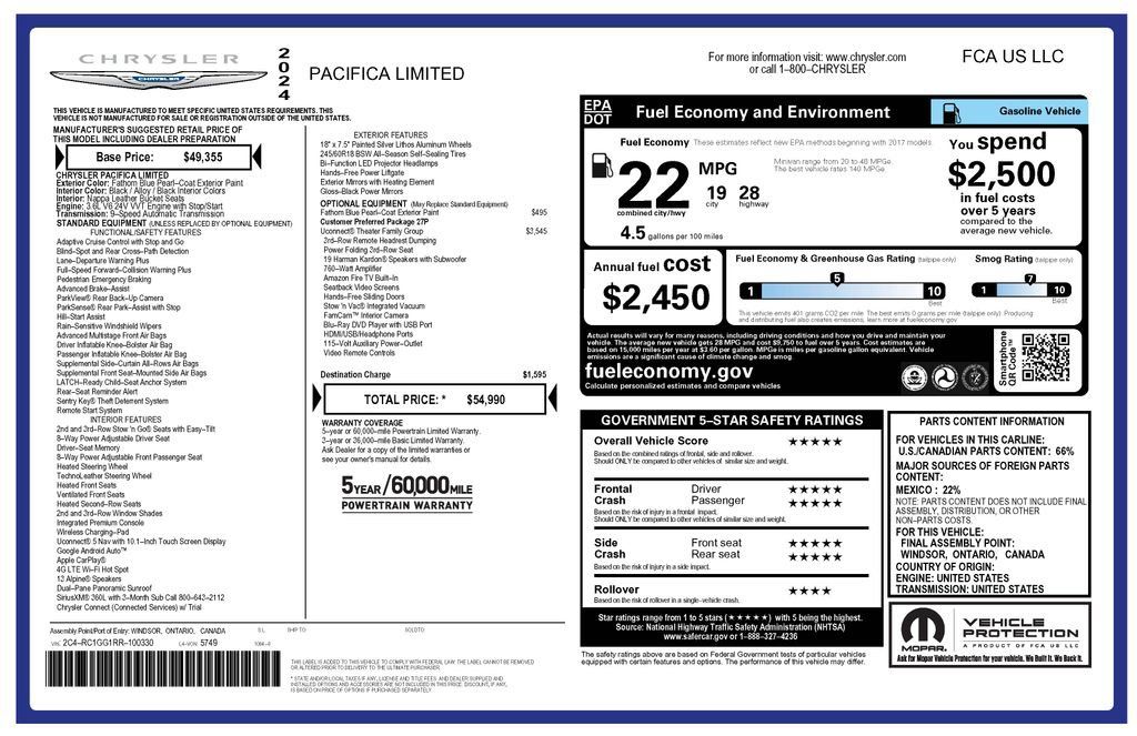 Used 2024 Chrysler Pacifica Limited w/ Uconnect Theater Family Group FWD image 3