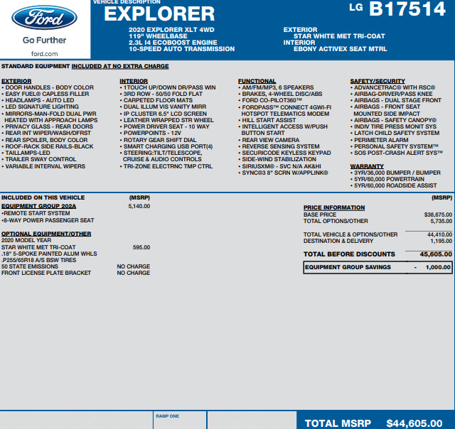 Used 2020 Ford Explorer XLT w/ Equipment Group 202A AWD/4WD image 3