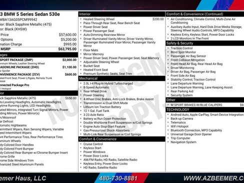 Used 2023 BMW 530e w/ M Sport Package RWD image 3