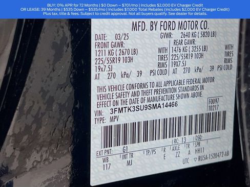 Used 2025 Ford Mustang Mach-E Premium w/ Interior Protection Package image 34